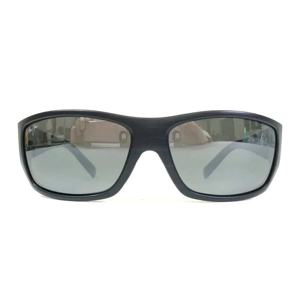 Maui Jim Sunglasses WASSUP MJ-123-02W Matte Black Woodgrain Neutral Gray Lenses